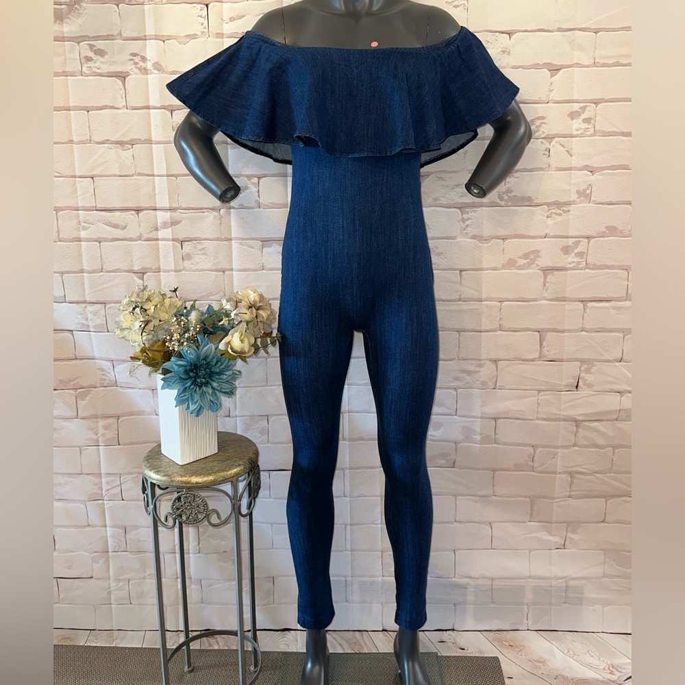 Denim Off-Shoulder Jumpsuit